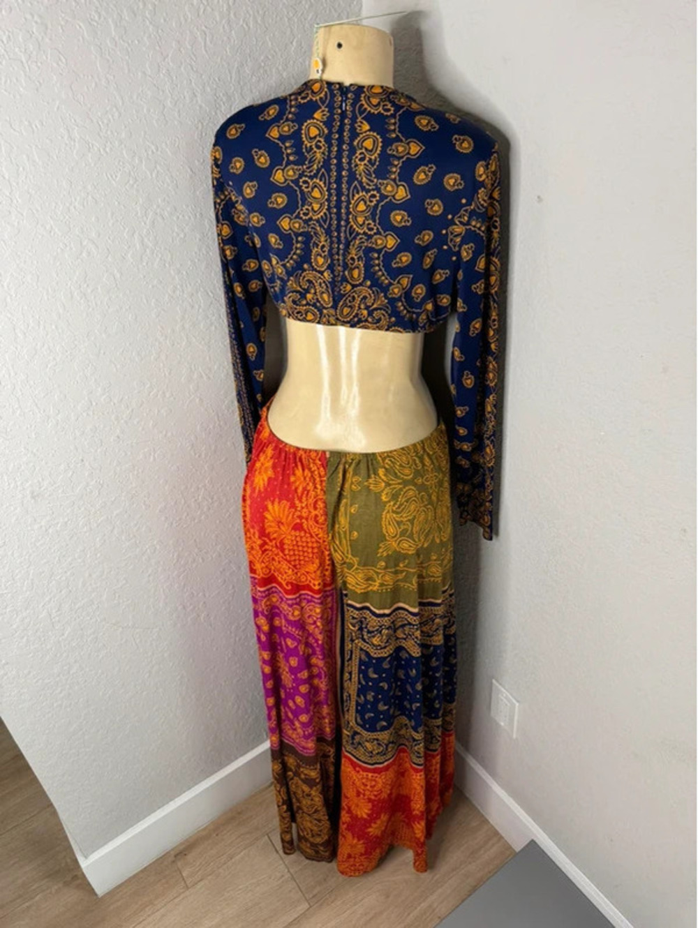 Auth NWT Farm Rio Women’s Large Paisley Patchwork Cutout Maxi Dress Anthropology - Picture 5 of 9